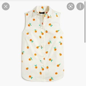 J. Crew Sleeveless Top with Orange Print